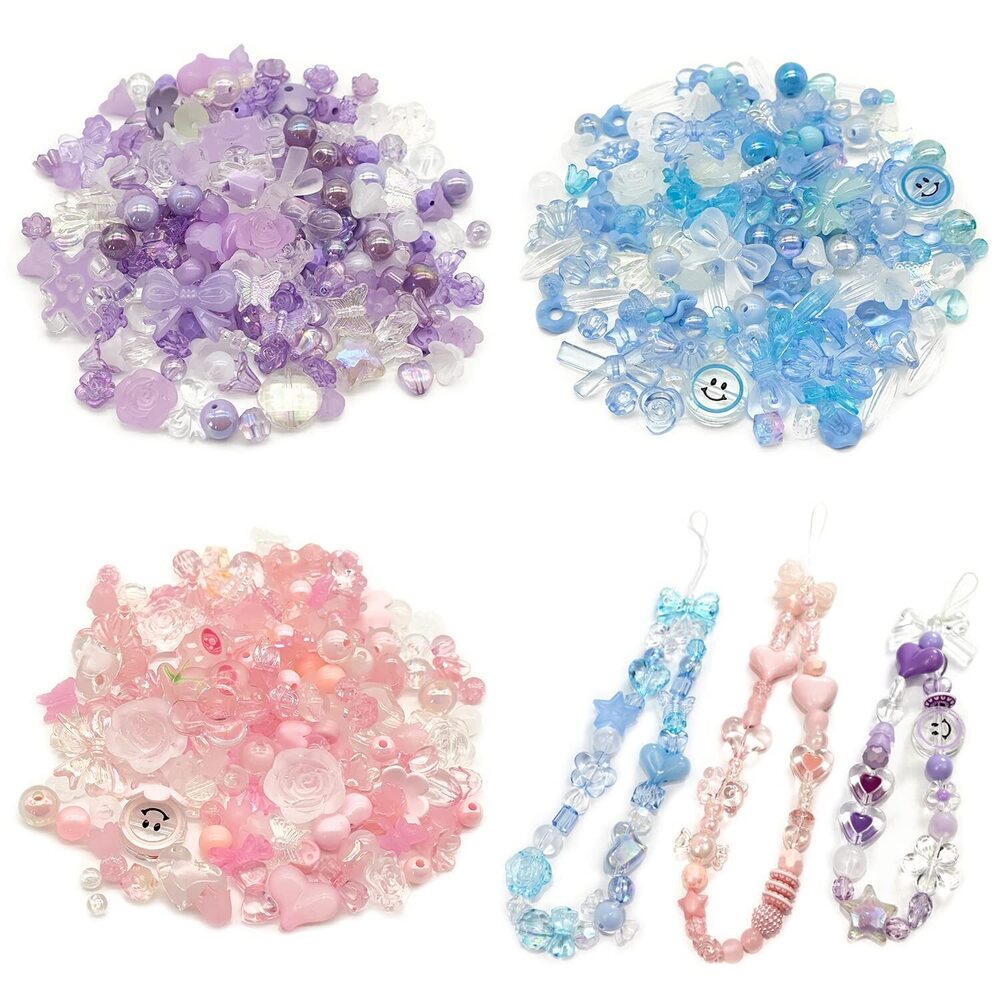3300 300 Grams Beads Charms Pendants, 3 Colors Assorted Acrylic Beads
